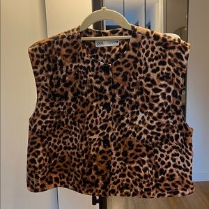 Zara Animal Print Buttoned Top